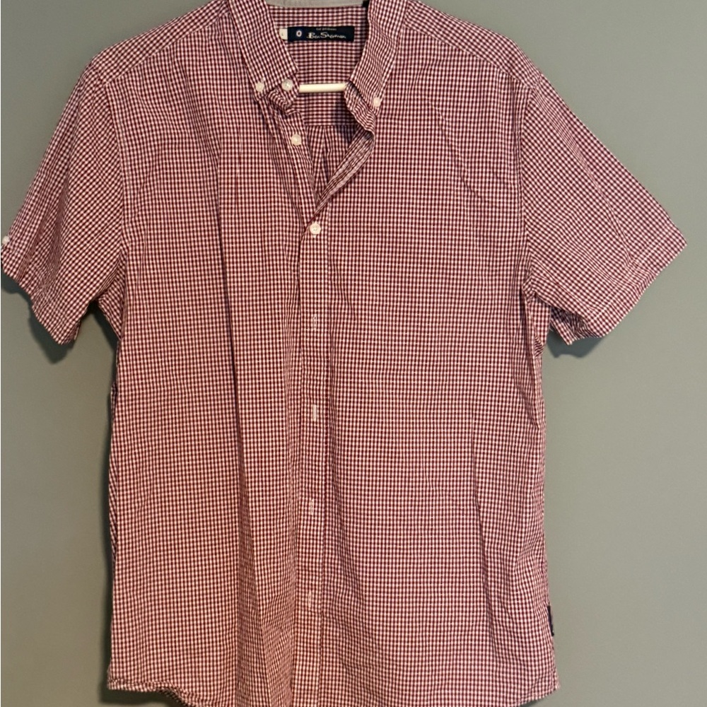Ben Sherman Red and White Checkered Button Down Shirt